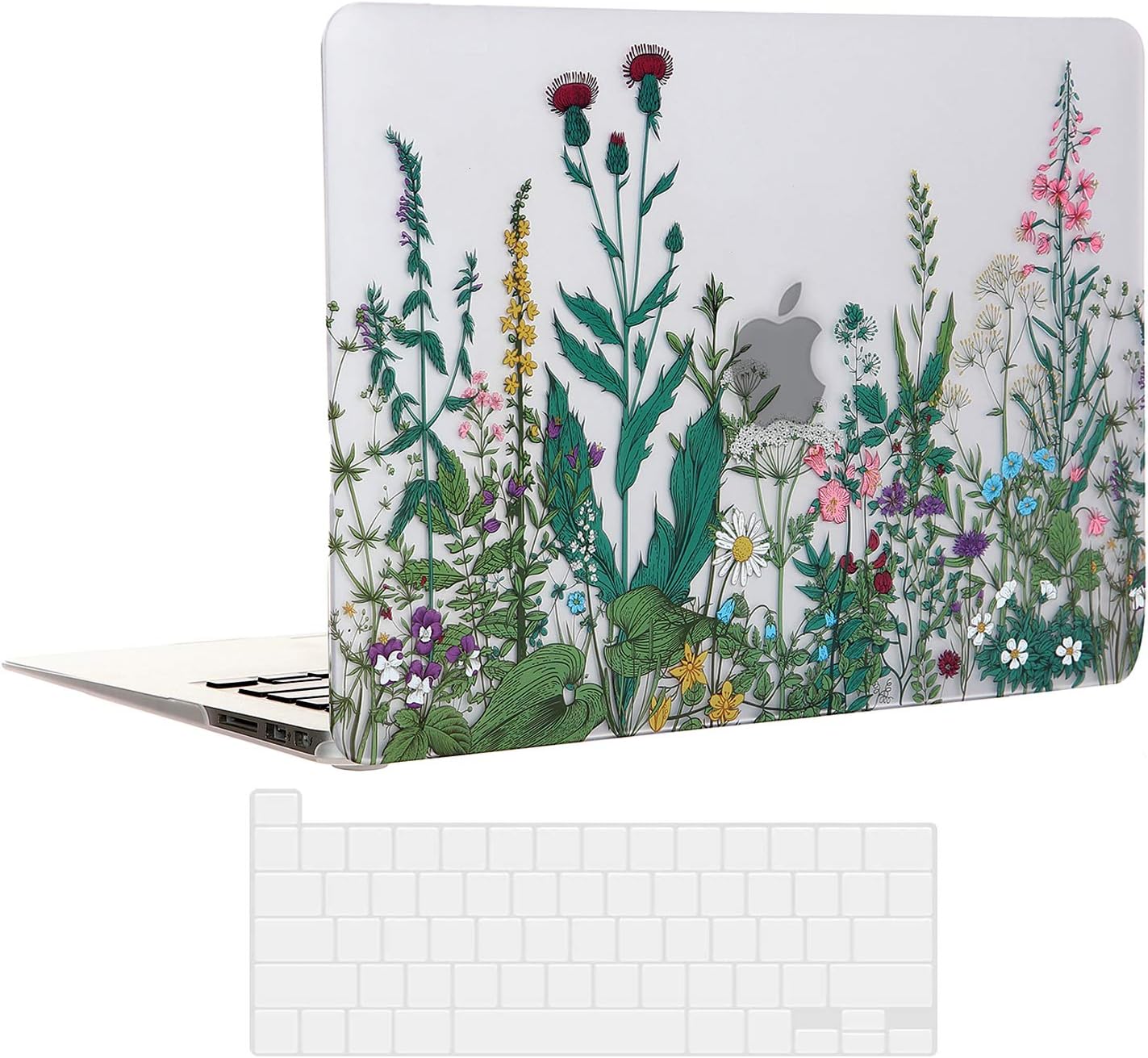 EkuaBot Flowers MacBook Pro 13 inch Case & Transparent Keyboard Cover (A2159/A1989/A1706/A1708, New Version 2016-2019 Release), Matt Hard Case Only Compatible MacBook Pro 13.3 with/Without Touch Bar