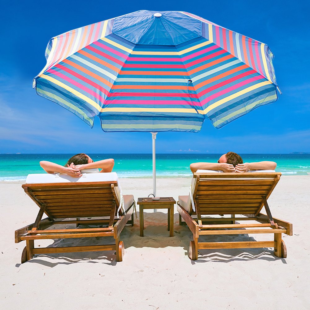 Abba Patio 7 Feet Beach Sand Anchor Push Button Tilt And Carry Bag Adjustable Height Fiberglass Rib Patio Umbrella Turquoise Garden Outdoor Cjp Org In