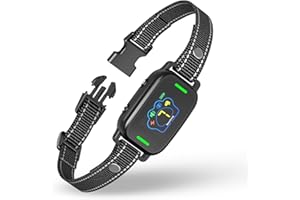 CAWJUG Bark Collar for Dogs, Rechargeable Bark Shock Collar with 9 Shock Levels, Anti Barking Collar for Dogs with 7 Adjustable Sensitivities, 5 Working Modes, Bark Collar for Large Medium Dogs