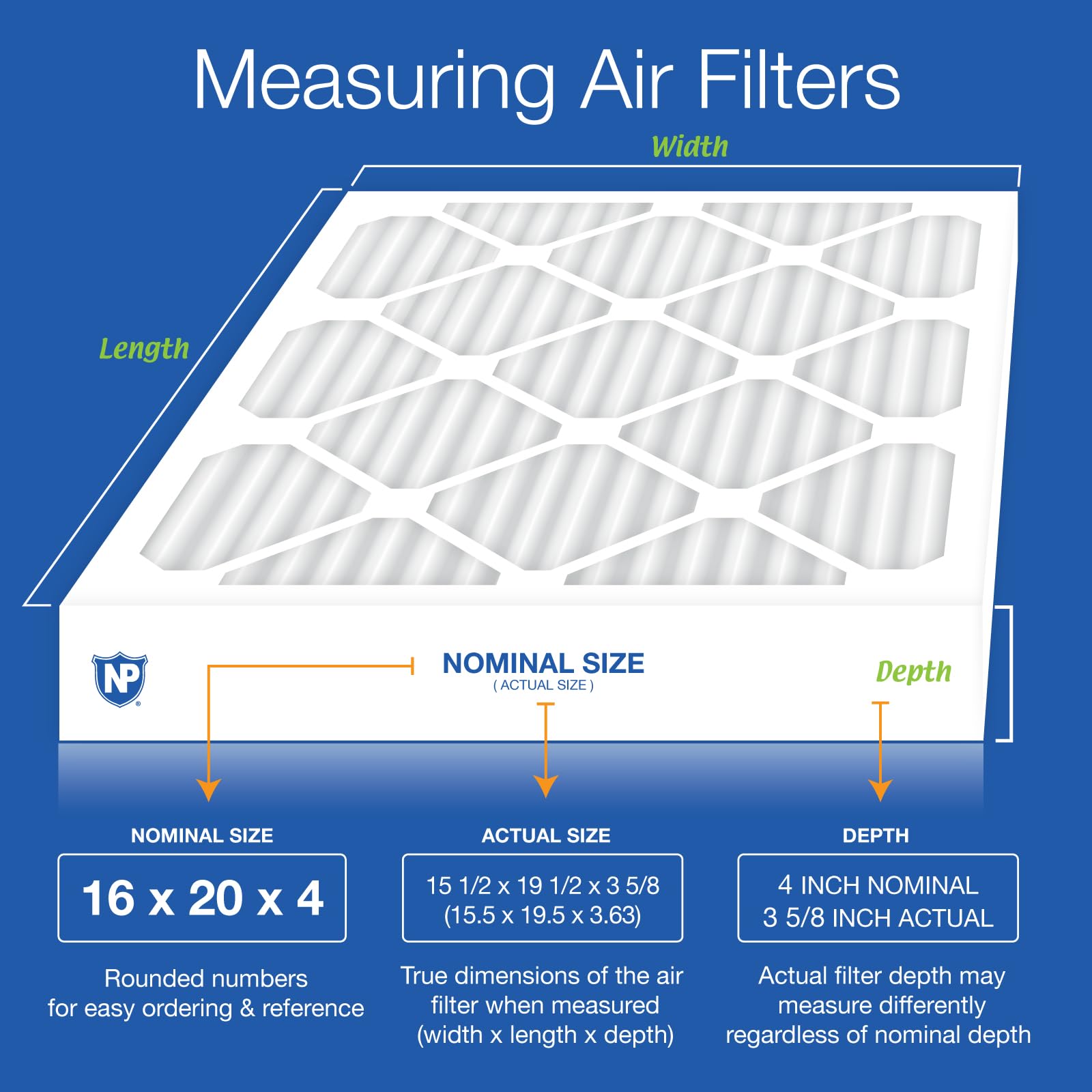 Nordic Pure 16x20x4 (15_1/2 x 19_1/2 x 3_5/8) Pleated MERV 12 Air Filters 6 Pack