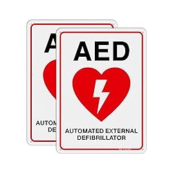 T&R AED Sign - 2 Pack - 10 x 7 Inches Rust Free