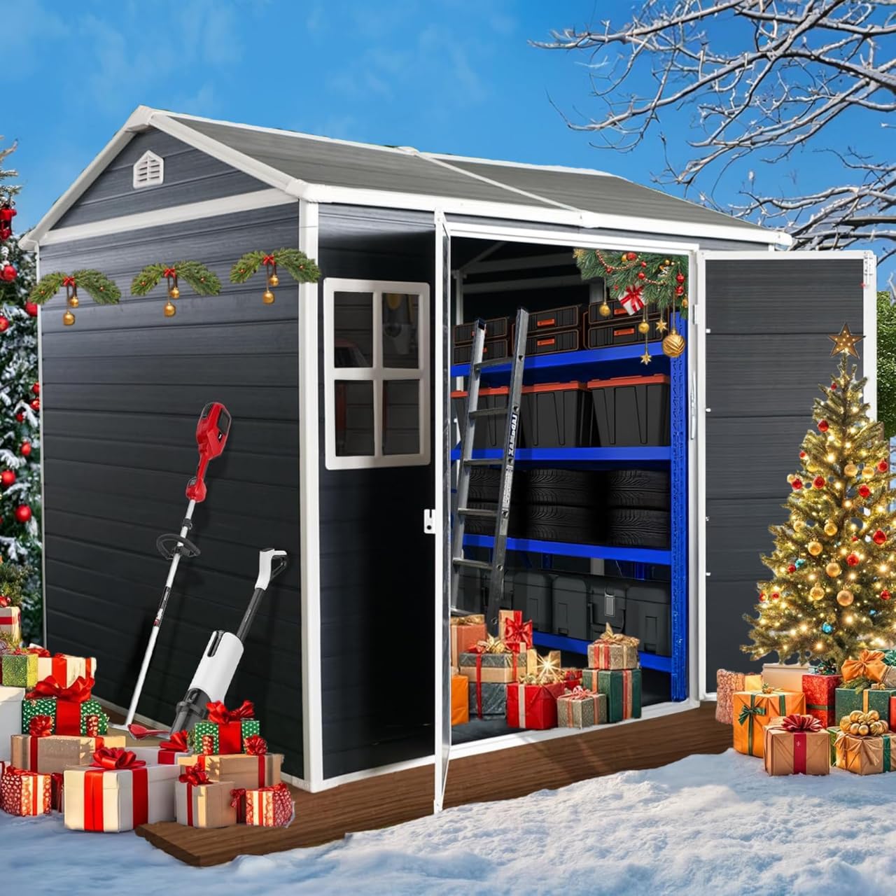 Jaxenor 8x6 FT Resin Storage Sheds Outdoor with