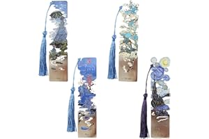 Sgbvzbd 4 PCS Metal Bookmarks with Tassel, Retro Oil Paintings (BKM-046-006-F4)