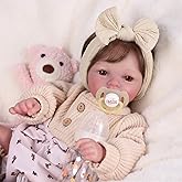 BABESIDE Reborn Baby Dolls - 17 Inch Realistic Newborn Baby Doll Girl Soft Cloth Body Real Life Dolls with Gift Box with Accessories for 3+