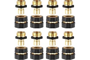 ENNSOO Quick Connect Hose Fittings, 3/4 Inch Water Hose Connector Male and Female Set with Rubberized Grips, Aluminum Garden Hose Fitting Quick Connector for Garden Kitchen (8 Set)