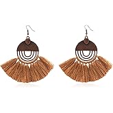 Vavhoo Boho Retro Statement Tassel Earrings Hoop Tassel Earrings Bohemian Handmade Dangle Ear Drops for Women Party Favor