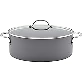 Rachael Ray 80090 Professional Hard Anodized Nonstick Cookware Oval Pasta Pot/Braiser, 8 Quart - Gray
