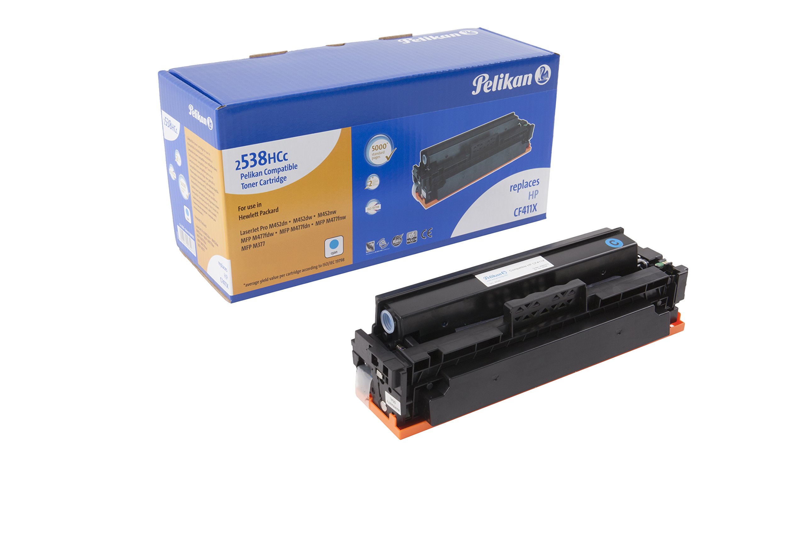 Pelikan Toner 4284273 replaces HP CF411X (for Printer HP LASERJand PRO M452DN,M452DW,M452NW,MFP M477FDW,MFP M477FDN,MFP M477FNW,MFP M377) blue