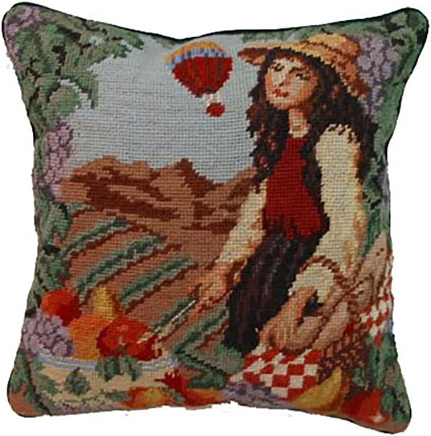 Amazon Com 14x14 Inches Needle Point Pillow French Harvest Girl