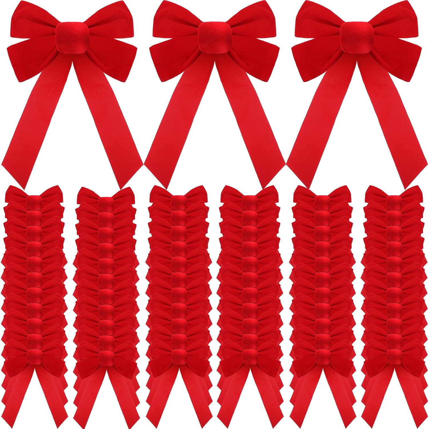 Bows & Ribbons - Sotiff 100 Pieces Large Red Velvet Christmas Wreath Bow Christmas Ornament Bow Christmas Bows for Indoor Outdoor Wreaths Garland Holiday Xmas Tree Wrapping Crafts DIY Decor (9 x 13 Inch)