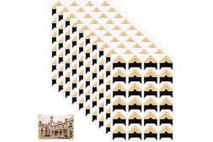 GEEHUA 10 Sheets 240 Pieces Photo Corners, Self Adhesive Photo Mounting Corners Black Gold Photo Corner Stickers for DIY Scrapbook Photo Album Journal