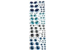 OJITOS ADHESIVOS 3D Adhesive or Self-Adhesive 3D Resin Eyes for All Types of Materials, Crafts, Decoration - 51 Pairs in Blue, Brown, Light Blue (Sizes in The Same Blister)
