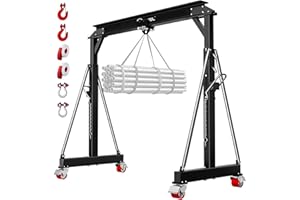 SILVEL MAX6000LBS Gantry Crane, 9.06FT Maximum Capacity Width, 8.53-12.47ft Adjustable Height, Portable Shop Lift Hoist with Manual Trolley for Factories, Warehouses, Garage, Black
