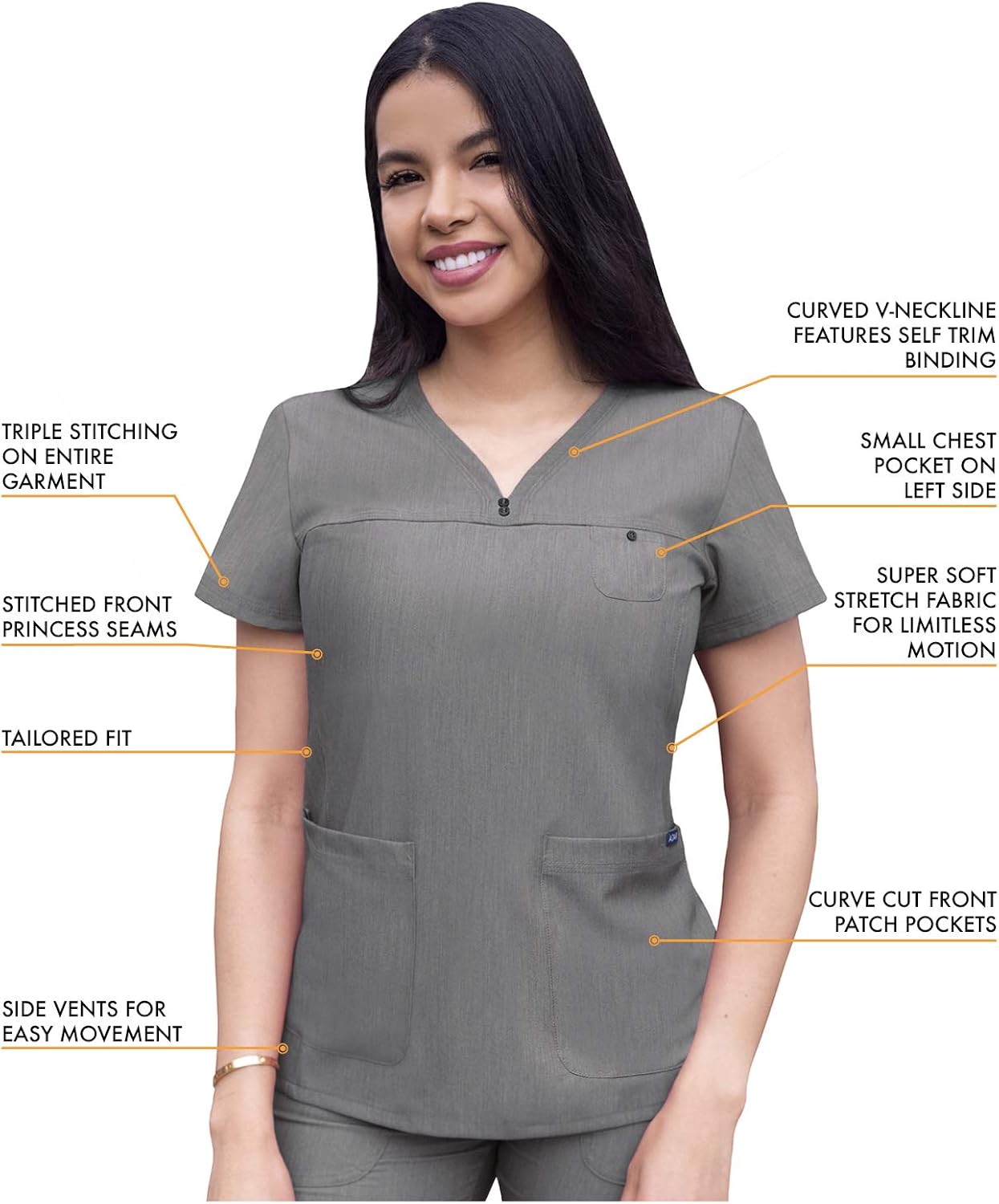 Adar Pro Movement Booster Scrub Set for Women - Sweetheart V-Neck Scrub Top & Yoga Jogger Scrub Pants: Clothing