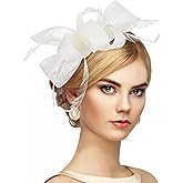 Zinniday Victoria Tea Party Hat - 2025 Bow Derby Attire Hats with Hairpin,1920s 50s Feather Fascinators for Women