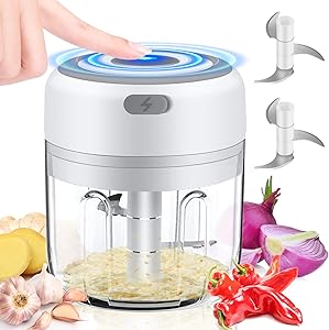 Mini Electric Food Chopper, Wireless Portable Electric onion Chopper, 250 ml Enhanced Power Waterproof Vegetable Chopper for Garlic/Onions/Pepper/Ginger/Meat/Nuts/Fruits