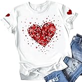 UYIQL Valentines Shirts for Women Valentines Day Tshirt Love Heart Graphic Tee Tops