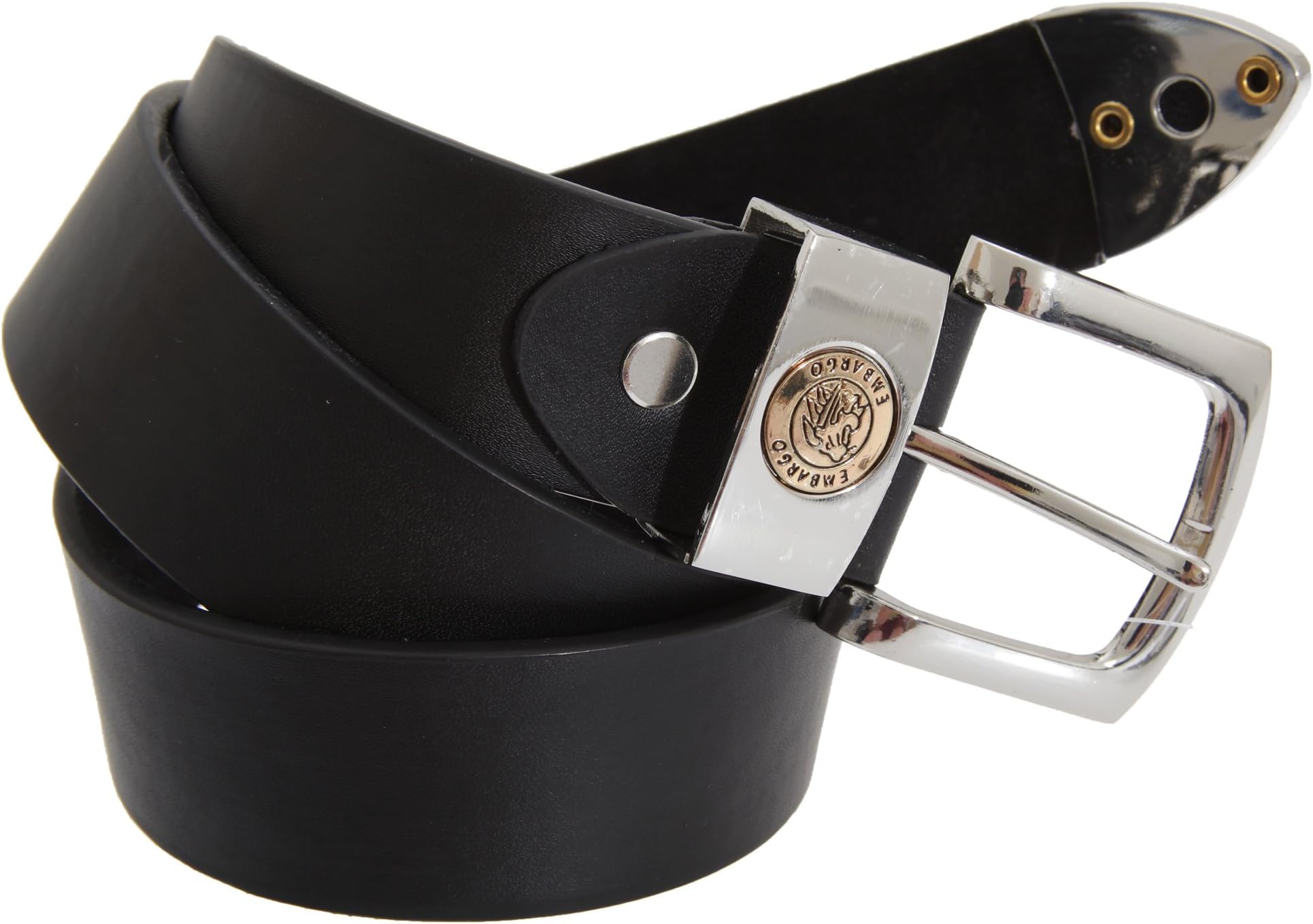 Embargo Mens 1.5 Inch Plain Leather Lined Belt With Square Metal Buckle (X Large) (Black)