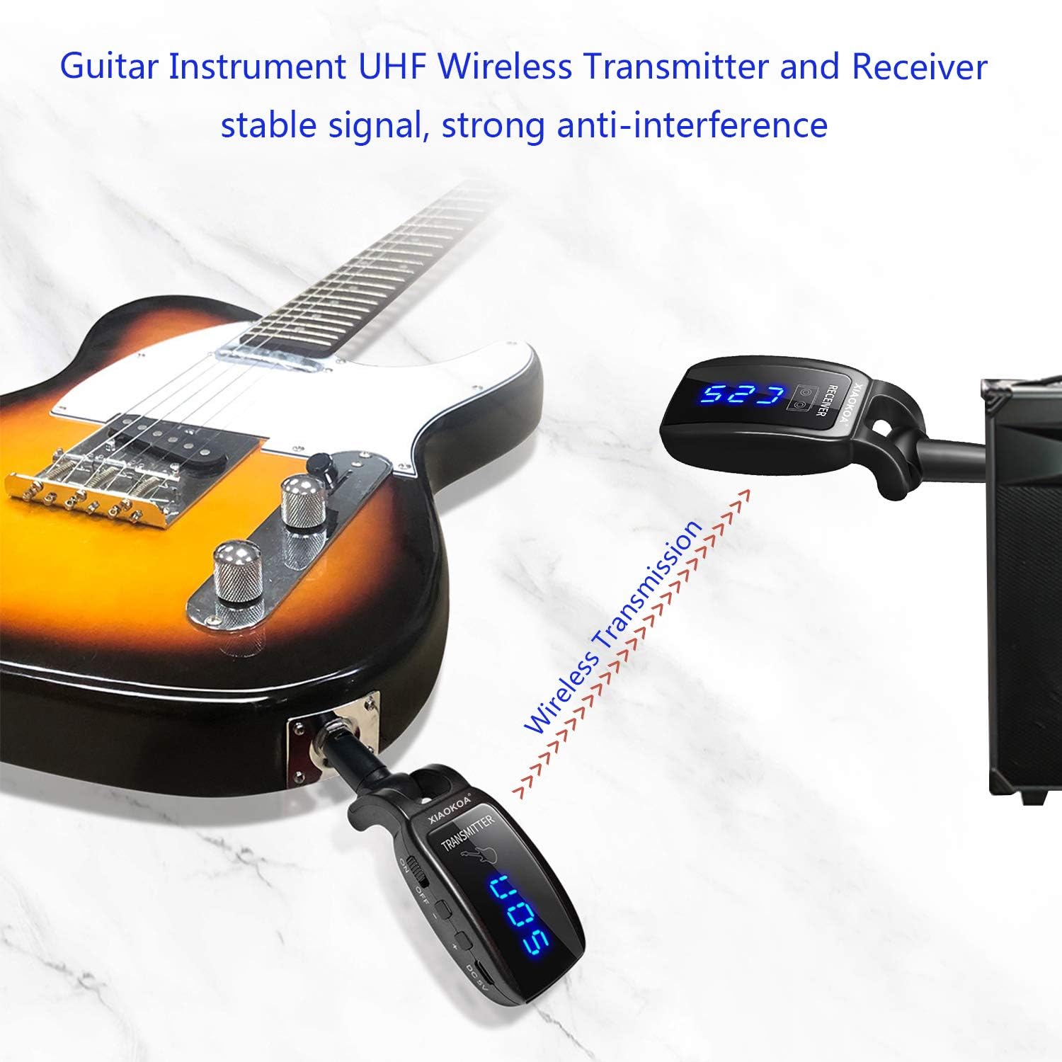 XIAOKOA Wireless Transmitter and Receiver,UHF Wireless Electric Guitar