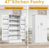 cointwo 47" Kitchen Cupboard with Adjustable Shelves - White Storage Unit view 5