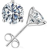 SMILEST 0.2-4CT Martini Moissanite Earrings for Women Men, Lab Created Moissanite 14K White Yellow Rose Gold Plated 925 Sterling Silver Moissanite Stud Earrings