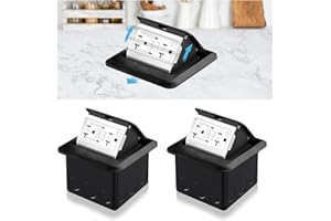 Vagueior Recessed Floor Electrical Outlet Kit,Waterproof Electrical Outlet Covcer Box,Hidden GFCI Outlet+20A Tamper-Resistant Receptacle Outlet with Slow Elastic Damping，ETL Certified，Black(2 Pack)