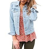 Vetinee Womens Stretch Button Down Long Sleeve Pockets Denim Jean Trucker Jacket