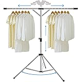 Levana 物干しラック タオルハンガー 布団ハンガー 洗濯ハンガー 折りたたみ式 伸縮型(125～185cm) コンパクト 組立簡単 SUS201 ステンレス 主婦やママ友に大絶賛 (銀, 185)