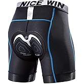NICEWIN Mens 4D Padded Bike Shorts Anti-slip Leg Cycling Underwear Wide WaistBand Biking Bicycle Motorcycle Underpants