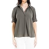 Max Studio Women's Texture Woven Collared Blouse