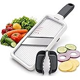 ZKIRON Handheld Mandoline Slicer for Kitchen - Adjustable 1-3mm Slicer Vegetable Cutter with Safety Hand Guard, Compact Potat