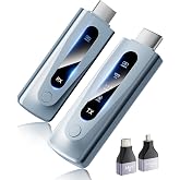 Wireless HDMI Transmitter and Receiver 400FT/120M, 4K Decode 1080P@60Hz Ultra HD Video Output, LED Display, Plug&amp;Play 5G+2.4G for Audio to Monitor from PC/Projector/TV Box (Light Blue)