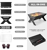 Odoland Camping Fire Pit 2 in 1 Wood Burning Grill with Detachable Cooking Grate view 2