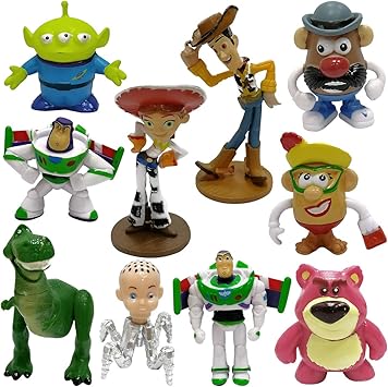Wents Toy Story Figuren Set Geburtstags Party Cupcake Figuren Woody Buzz Lightyear Jessie Rex Und Aliens Kuchen Dekoration Cake Topper 10er Pack Amazon De Spielzeug