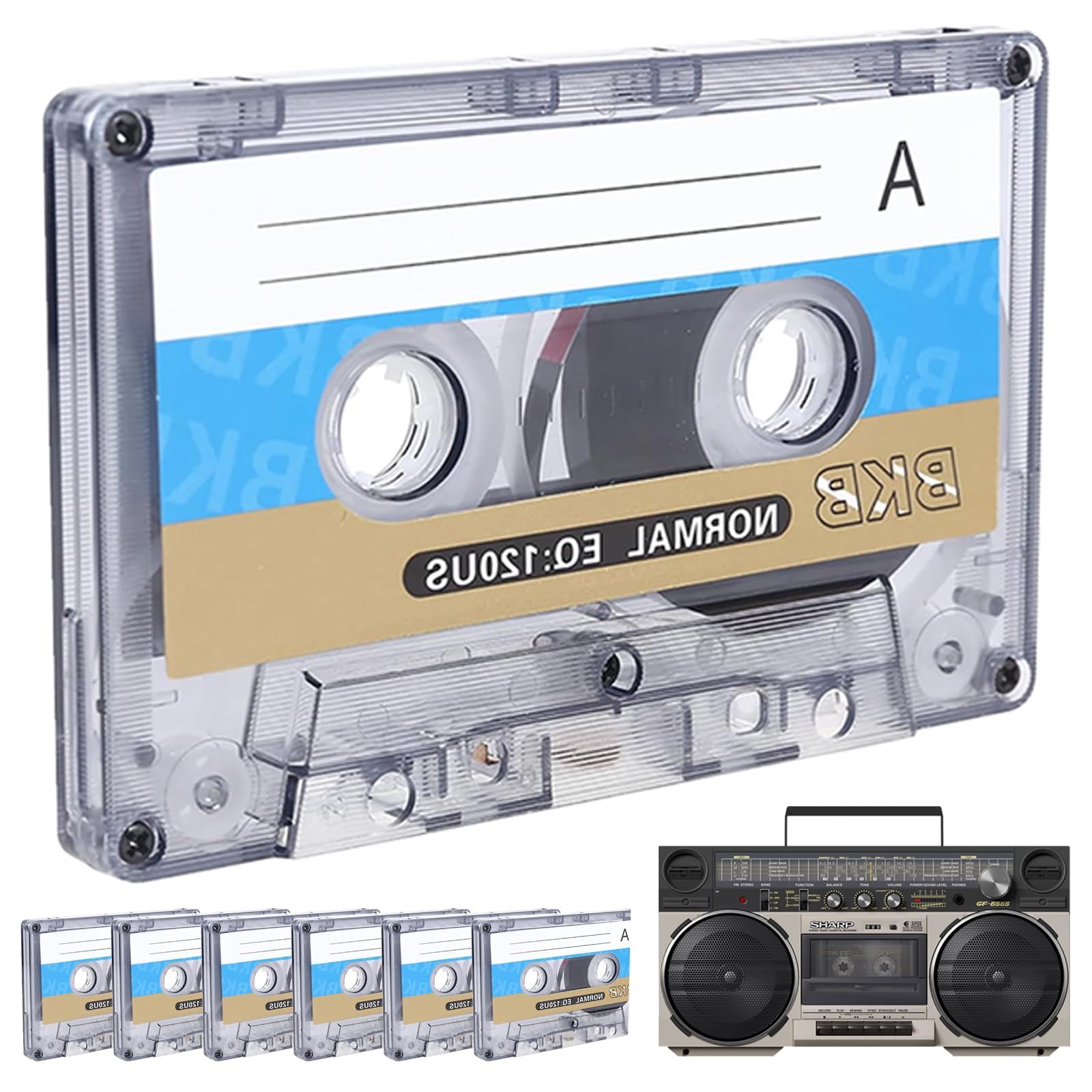 6Pcs Blank Cassette Tapes, Blank Cassette Tapes 90min, Blank Tapes, Professional Recording Time Cd, DVD Player Cassette Recorded for Recording, Car Stereo Systems
