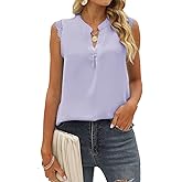WELINCO Women's Summer Casual Sleeveless V Neck Lace Trim Tank Tops Loose Blouse Tees