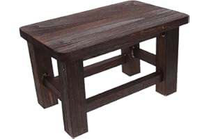 Cabilock Wooden Footstool Small Seat Stool Vintage Solid Wood Shoe Changing Bench with Thick Legs for Home