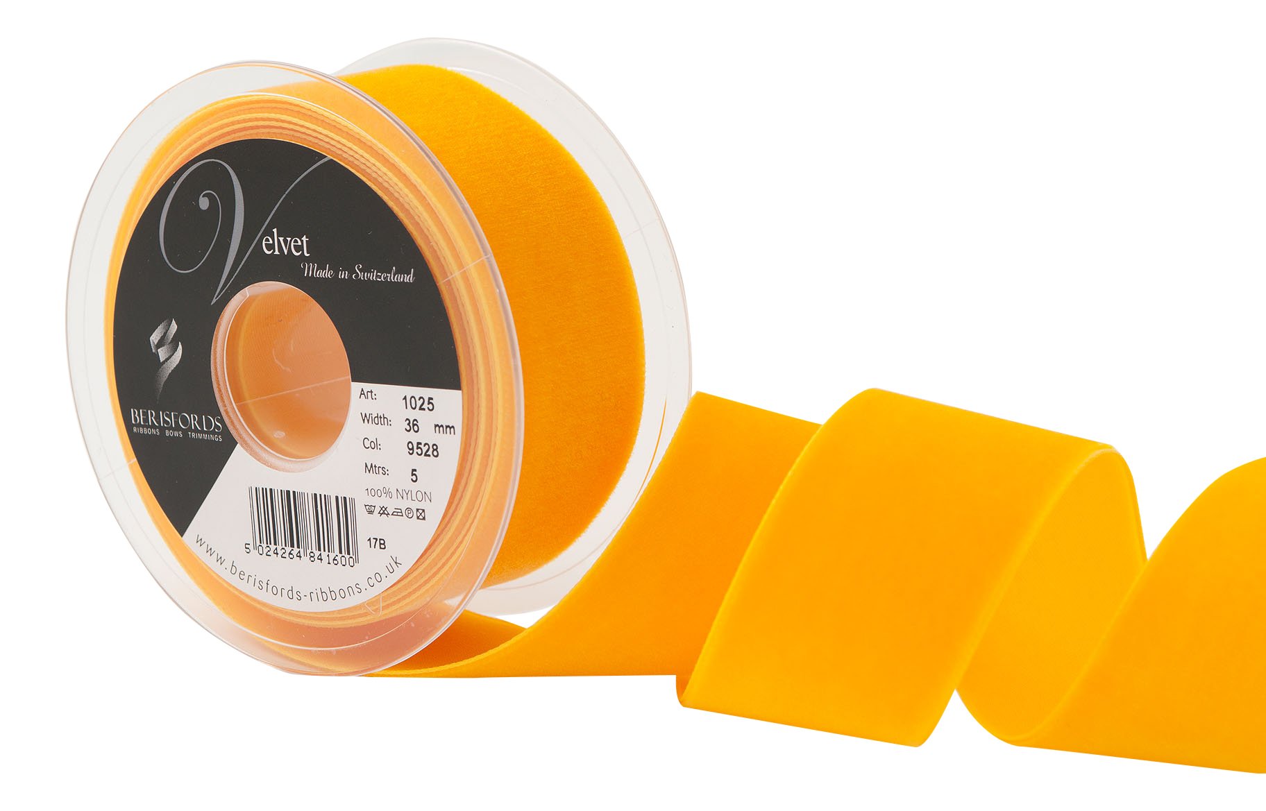 Berisfords Velvet Ribbon, Maize, 10.2 x 4.5 x 10.2 cm