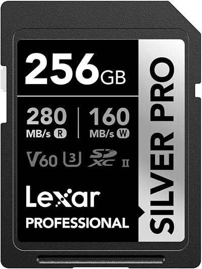 Lexar Silver Pro 256GB SD Card UHS-II V60 U3 C10 280MB/s Read 160MB/s Write