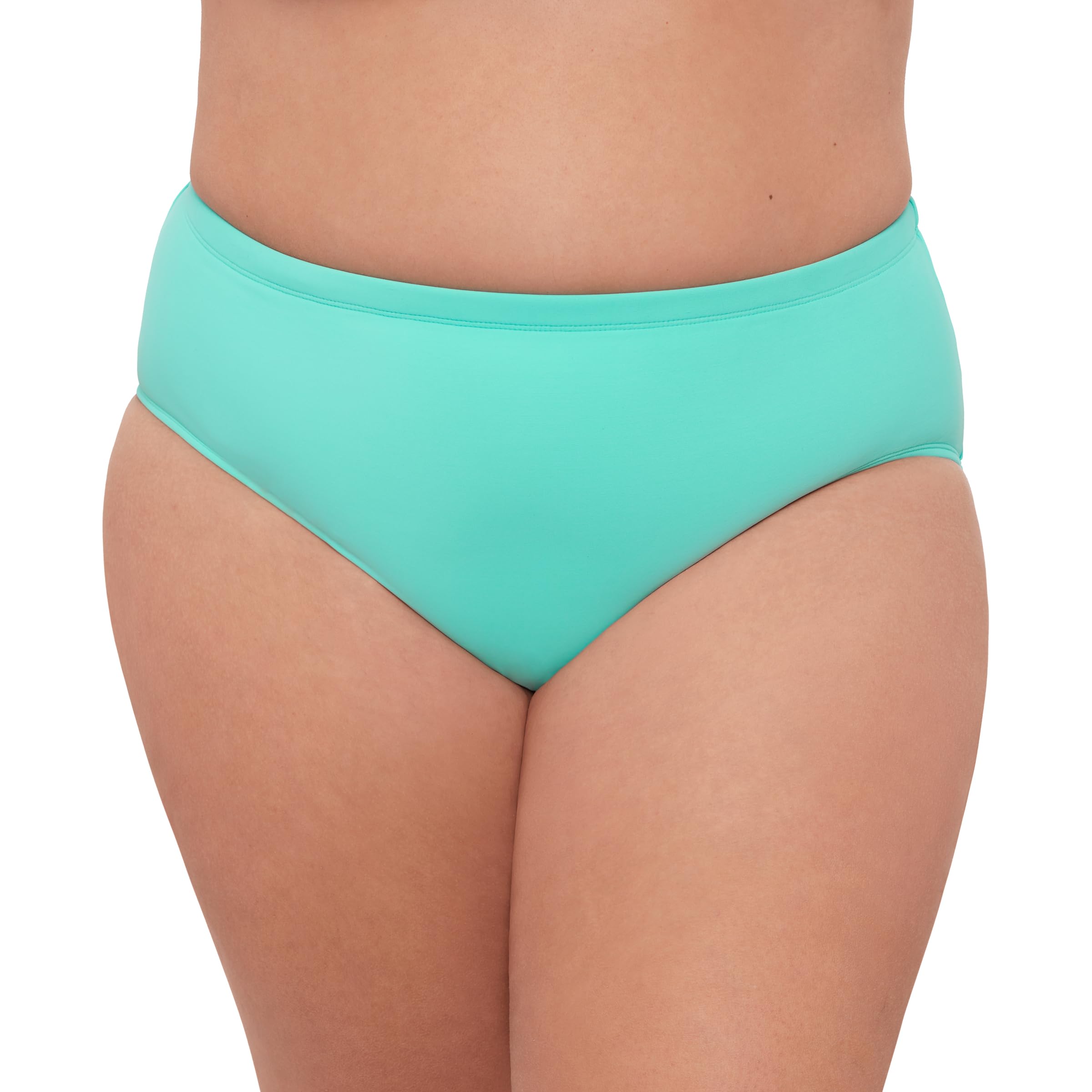 Aqua Green Womens Mid Rise Brief Bikini Bottoms, Midori, 2X US