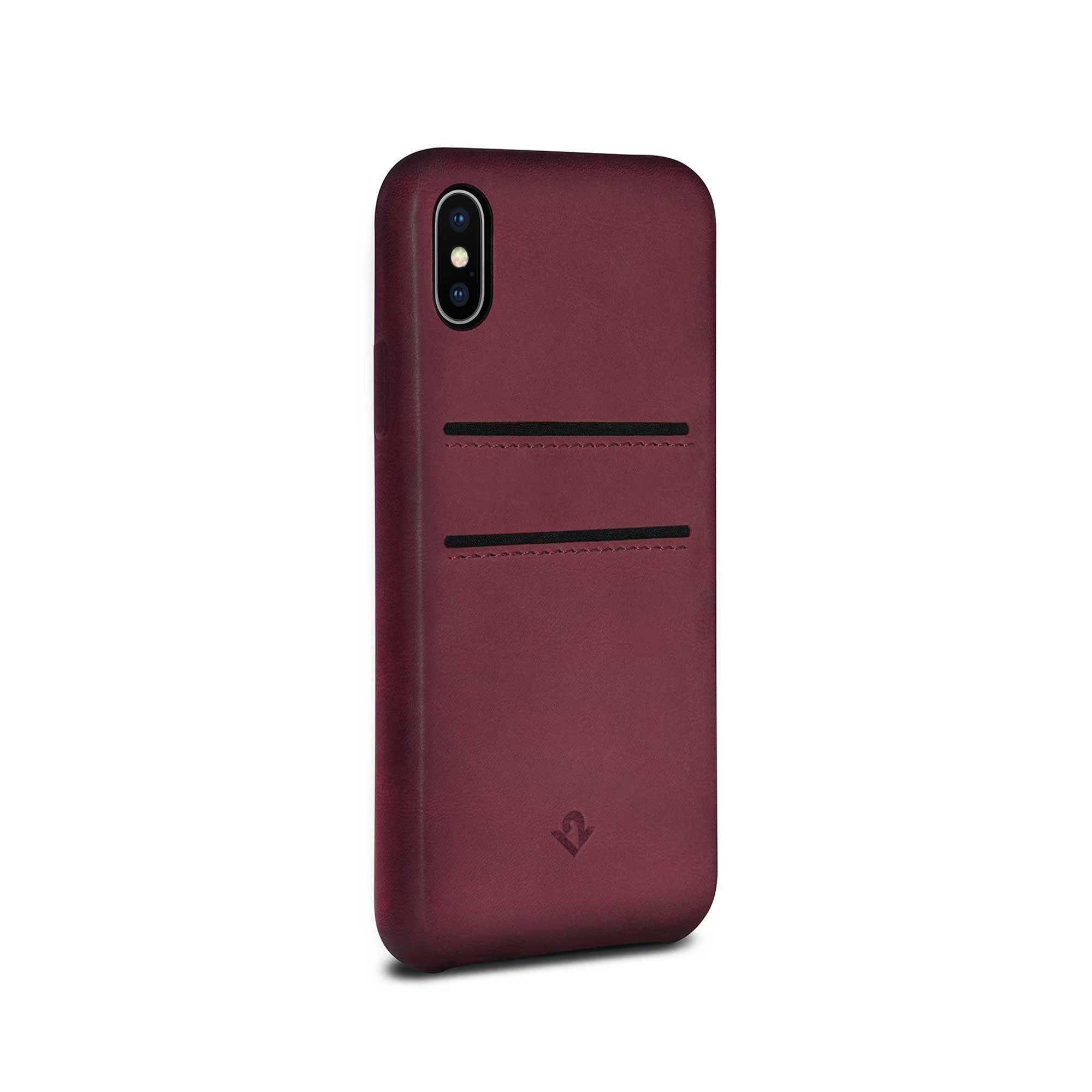 Twelve South Relaxed Leather Case for iPhone X/Xs | Hand Burnished Leather Wallet Shell (marsala) — image 1