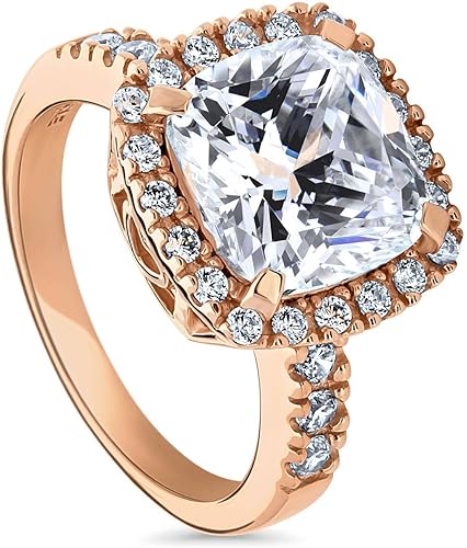 Amazon Com Berricle Rose Gold Plated Sterling Silver Cushion Cut