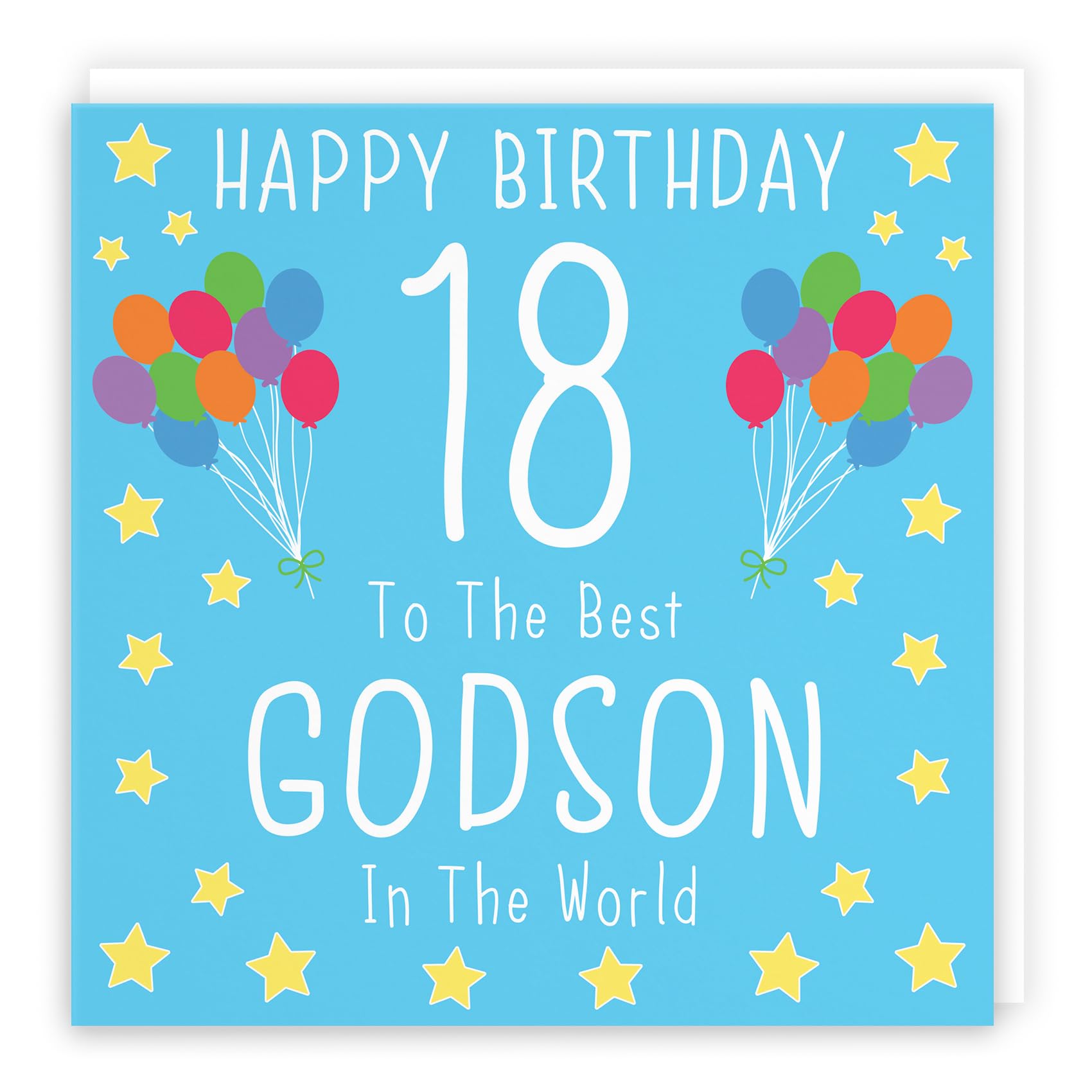 Hunts England - Large Godson 18th Birthday Card - Happy Birthday - 18 - To The Best Godson In The World - Iconic Collection - Large - 210 x 210 mm - Age 18