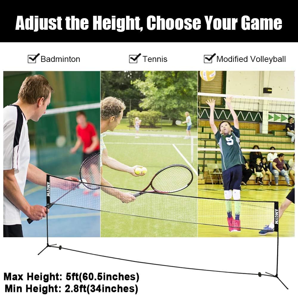Albott Portable Tennis Net Set - for Tennis, Soccer Tennis, Pickleball, Kids Volleyball, Badminton - Easy Setup Nylon Sports Net with Poles 10FT 14FT 17FT : Sports & Outdoors