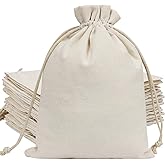 HRX Package 20pcs Cotton Canvas Bags 7x9 inches, Fabric Drawstring Gift Bags Pouches Sachet for Party Favors Craft DIY