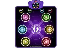 BAMBILO Dance Mat Toys for Kids - Toys Ages 4-8 10 Year Old Girl Gifts - Electronic Dance Pad with Light Up 6 Button - Dancing Step Floor Mat with Bluetooth & Built-in Musical, 2024 Upgraded