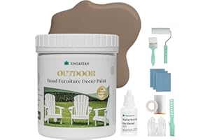 JUNGARIAN 2K Outdoor Indoor Cabinet Furniture Paint With Tools - Water-Based, Low Odor All-in-One Paint - No Sanding, No Priming - Matte Finish for Wooden Floor, Doors, Tables, Dressers, 16oz, Sawdust
