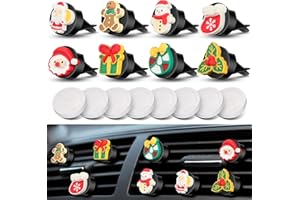 CUNNO 8 Pcs Christmas Air Vent Clips Car Christmas Decorations Cute Christmas Car Air Freshener Air Conditioning Outlet Clip Interior Decor Charm with Unscented Perfume Pad for Girl Boy Men Women