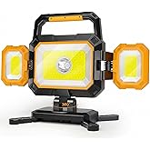 YZONI 4000LM Rechargeable LED Work Light, Magnetic Portable Shop Light | 4000LM,40W, USB-C rechargeable, cordless, magnetic base, adjustable stand, portable flood light, mechanic, garage, workshop