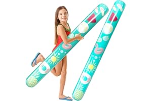 4E's Novelty 4 Ft Inflatable Noodles for Pool - 2 Pack- 48" PVC Giant Blow up Pool Noodles Jumbo Floats for Adults Swimming Pool